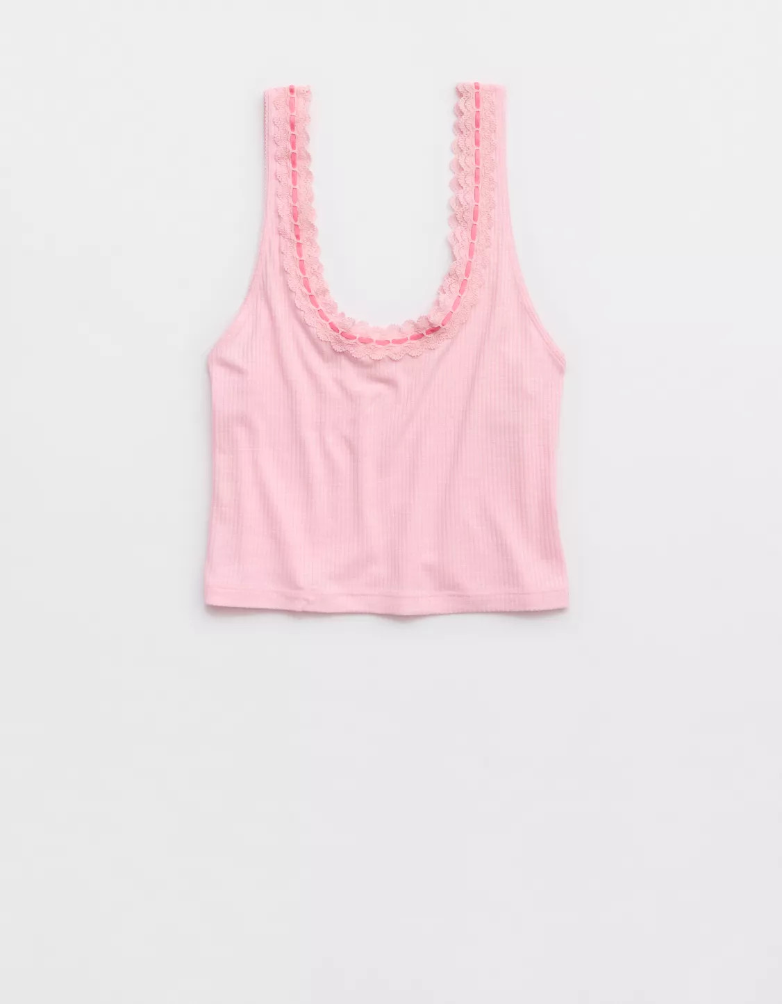 Superchill Cotton Rib Lace Tank Top | Aerie