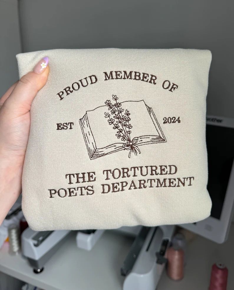 Embroidered Tortured Poets Department Sweatshirt Poetry Crewneck Proud Member of the Tortured Poe... | Etsy (US)
