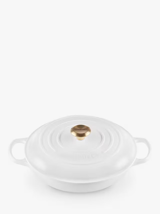 Le CreusetCast Iron Signature Shallow Casserole, White, 30cm | John Lewis (UK)
