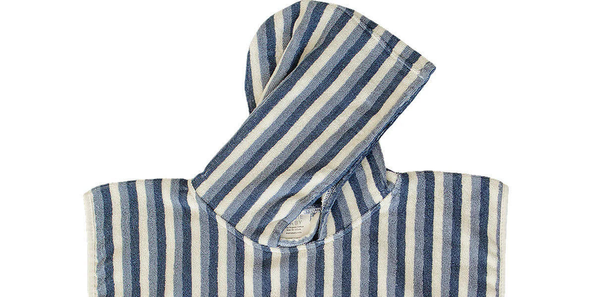 Blue Stripe Organic Cotton Beach Poncho | Mebie Baby