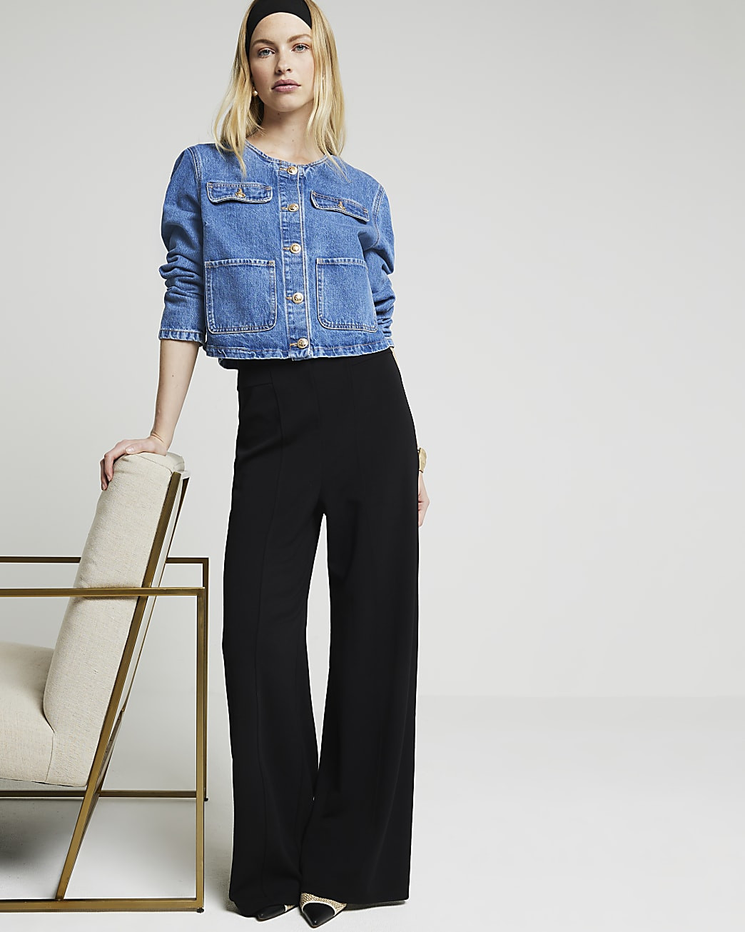 Black wide leg trousers | River Island (UK & IE)
