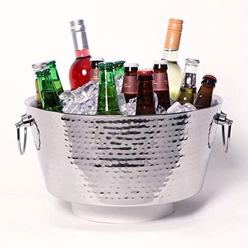 BREKX Hammered Stainless-Steel Beverage Tub, Double-Walled Insulated Anchored Drink Tub & Ice Buc... | Amazon (US)