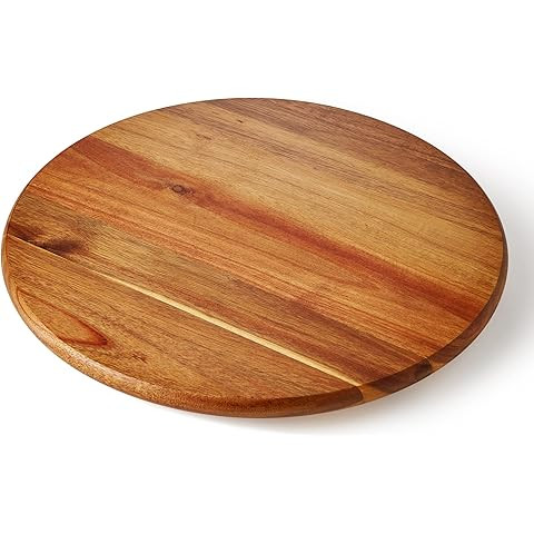 21" Acacia Wood Lazy Susan for Table Top - Wooden Turntable Serving Tray for Charcuterie Boards C... | Amazon (US)