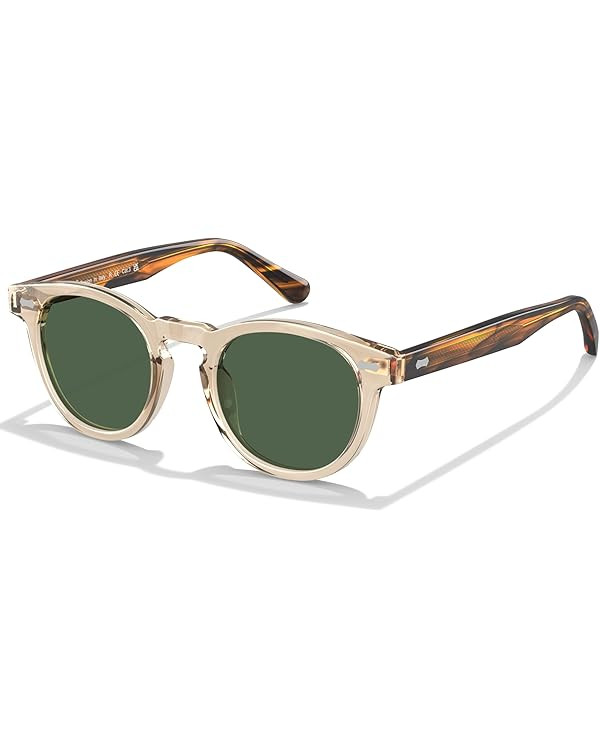 CARFIA Cool Retro Acetate Sunglasses for Men Polarized UV Protection, Keyhole Round Shades with E... | Amazon (US)
