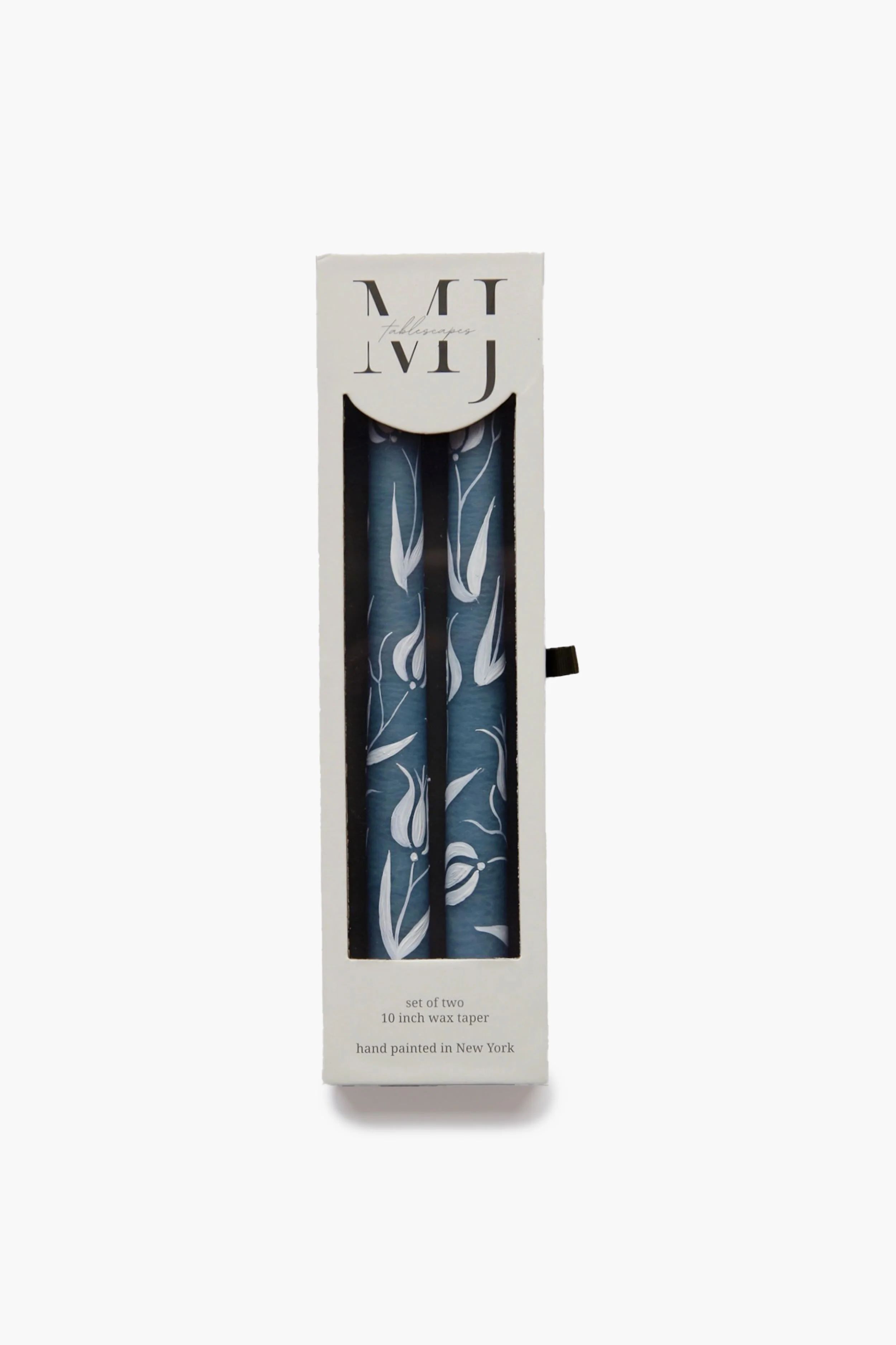 Blue Tulip Hand Painted Taper Candles (Set of 2) | Tuckernuck (US)