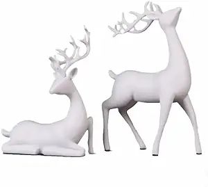 Namyuk 2 Pcs Christmas Reindeer Figurines Resin Deer Statues Elk Sculpture Deer Ornaments for Liv... | Amazon (US)
