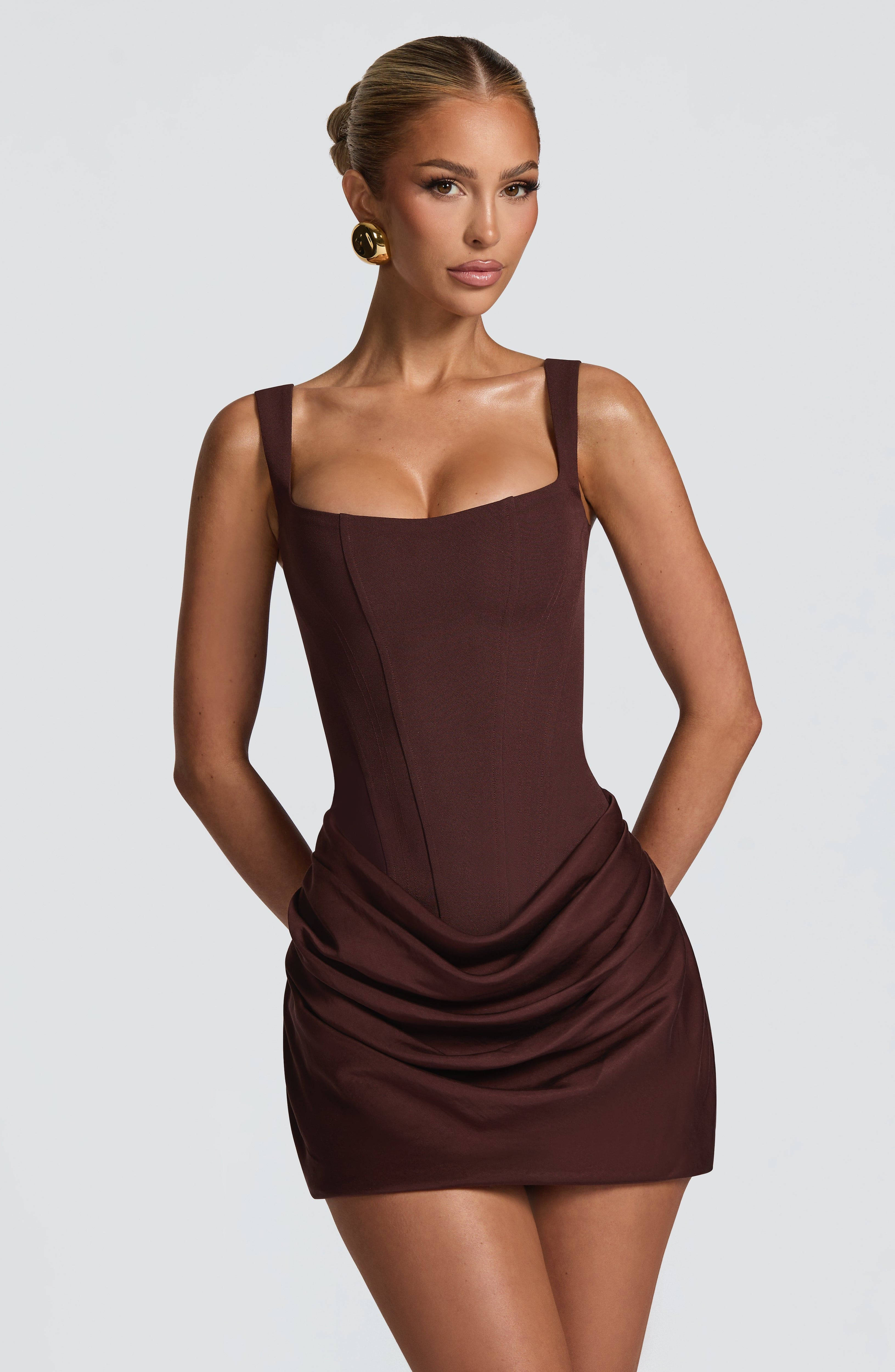 Cornelia Mini Dress - Plum Brown | Babyboo (global)