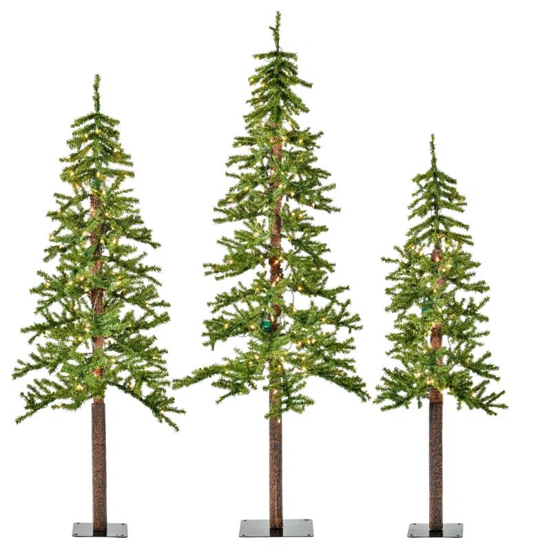 Alpine With Plastic Trunks 72' Lighted Pine Christmas Tree | Wayfair North America