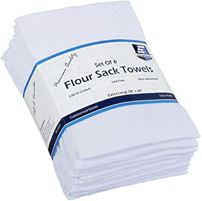 Excellent Deals Flour Sack Kitchen Towels (White, 6 Pack) 100% Cotton,28x28 Inch Cloth Napkin, Br... | Amazon (US)