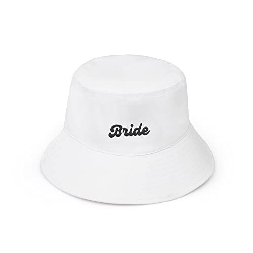 xo, Fetti Bachelorette Party Decorations White Bride Bucket Hat | Bridal Gift, White and Black Embroidered, Cotton, Engagement | Amazon (US)