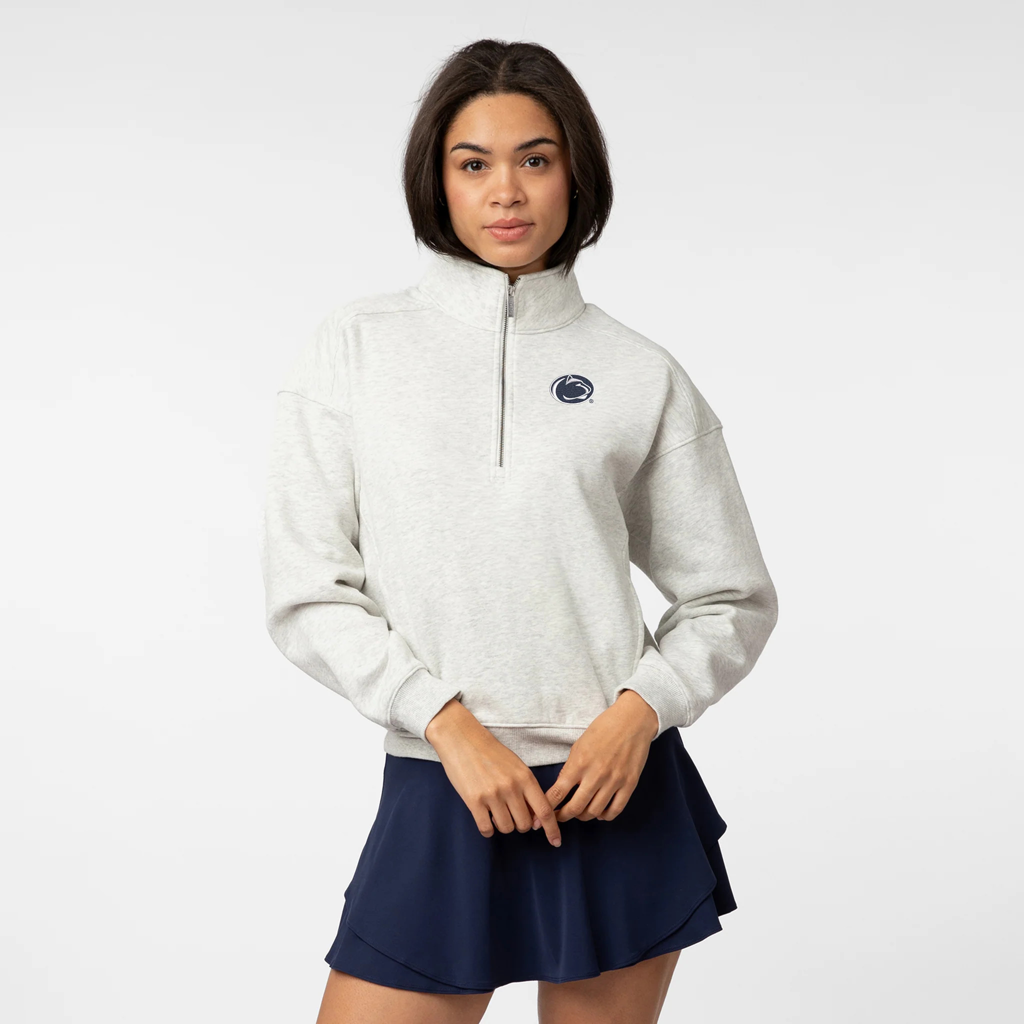 Serenity Collegiate Half-Zip - Penn State | Heather - Ivory - PSU 6 NAVY | Shop.app