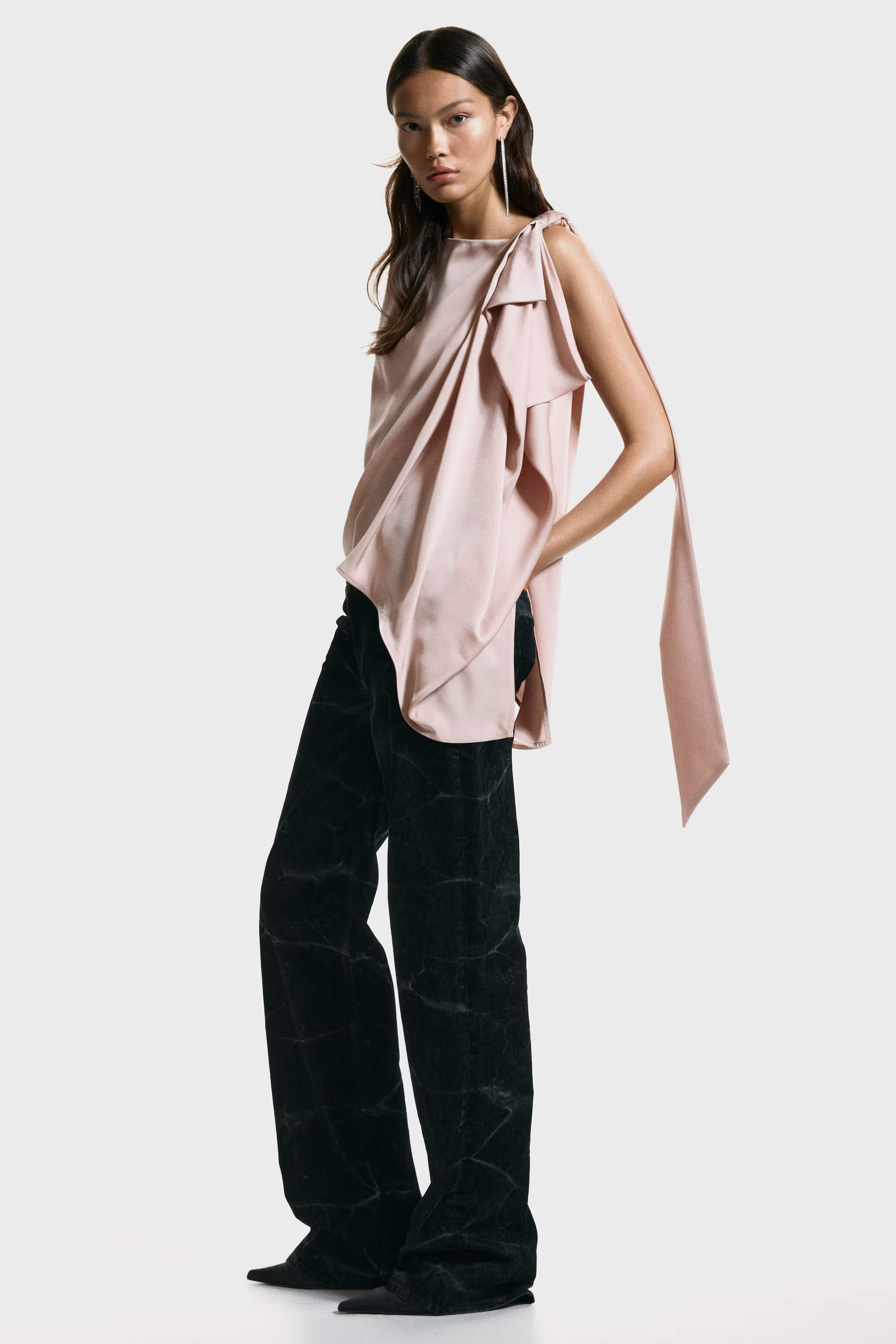 Draped top - Dusty pink - Ladies | H&M GB | H&M (UK, MY, IN, SG, PH, TW, HK)