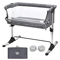 BABY JOY Baby Bedside Crib, Portable Travel Sleeper Bed Side Bassinet w/Carrying Bag, Newborn Bas... | Amazon (US)