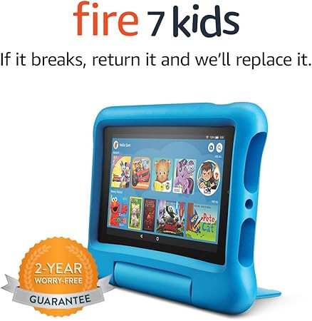 Fire 7 Kids tablet, 7" Display, ages 3-7, 16 GB, Blue Kid-Proof Case | Amazon (US)