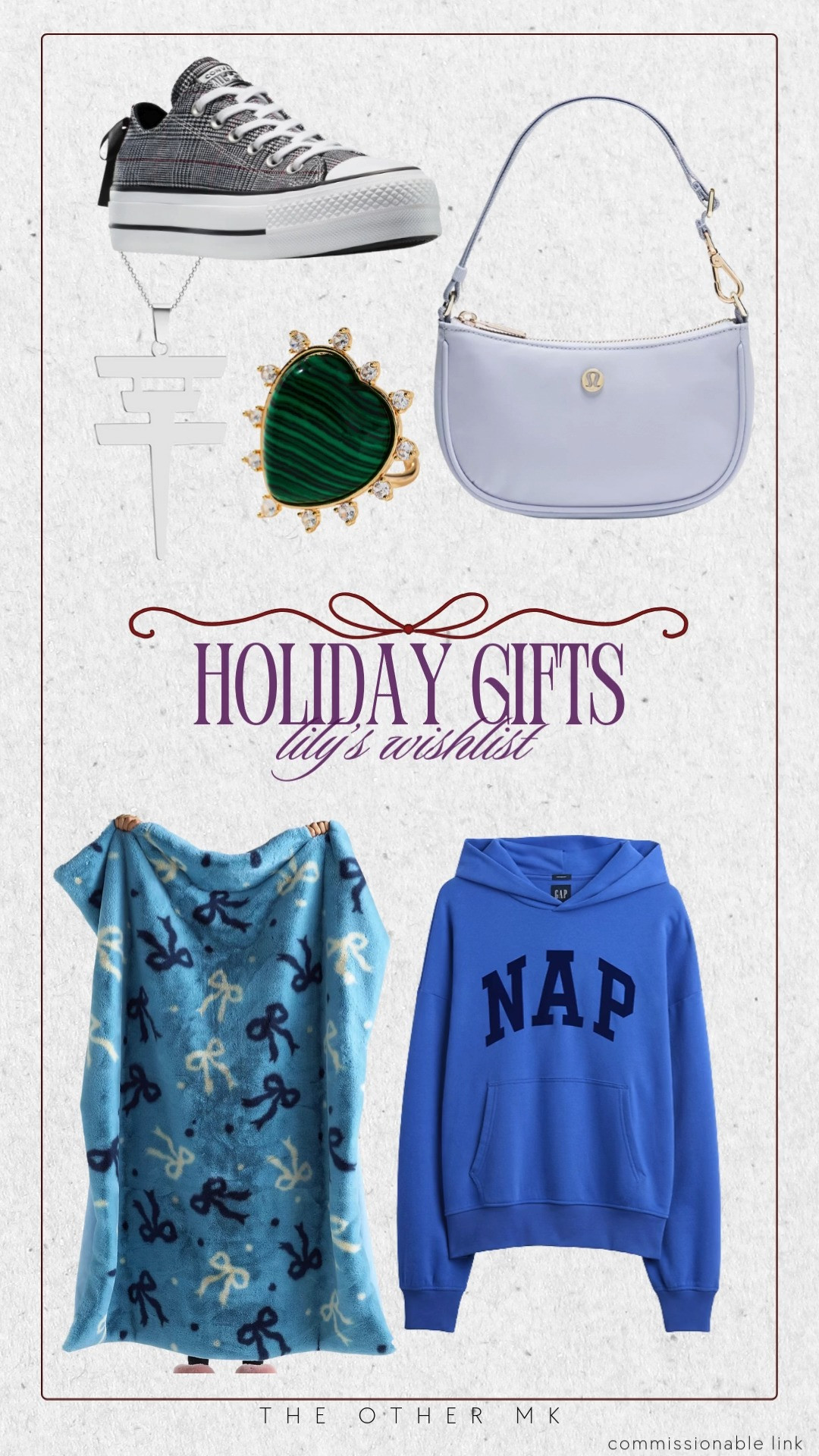Holiday Gifts — Lily’s Wishlist!!! bow detail blanket, nap hoodie, lululemon handbag, jade ring, silver necklace, converse sneakers, holiday gifts, gift guide, gifts for girls 

 

#LTKGiftGuide #LTKHoliday #LTKSaleAlert