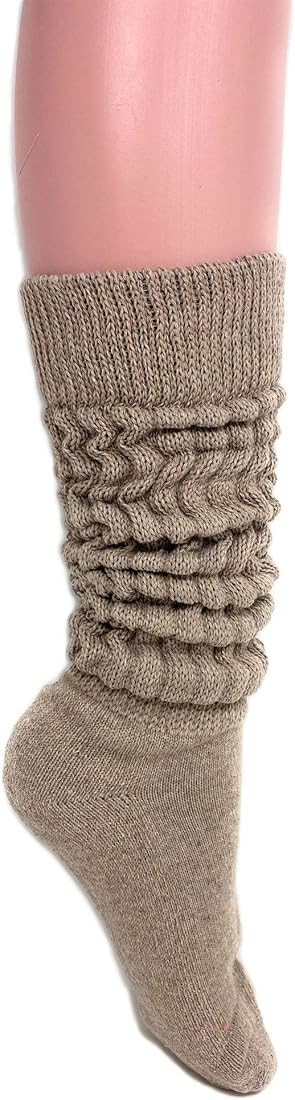 AWS/American Made Women's Extra Long Heavy Slouch Cotton Socks Size 9 to 11 | Amazon (US)