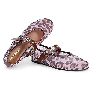 Leopard Flats for Women Mesh Flats Ballet Flats Mary Jane Flats Women's Dress Shoes Ballet Shoes | Amazon (US)