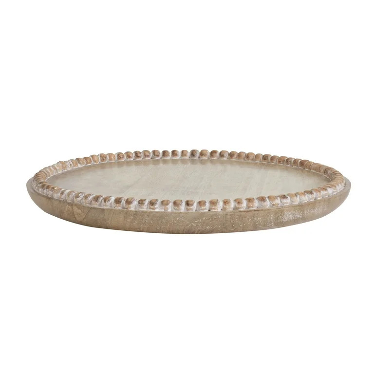 My Texas House 12" Natural Bead Wood Round Decorative Tray | Walmart (US)