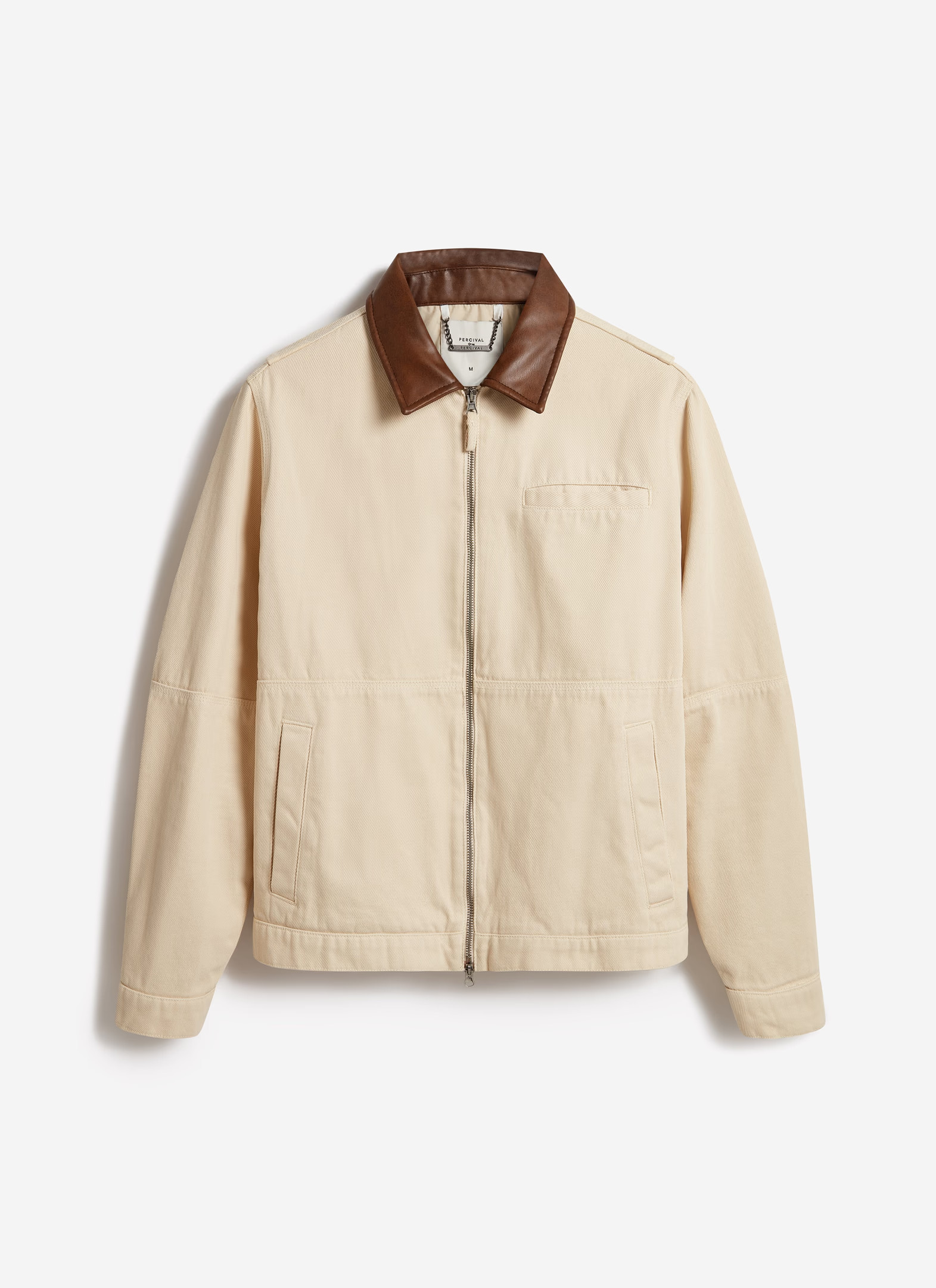 Preface Contrast Collar Work Jacket | Cotton Twill | Ecru Cream | Percival Menswear