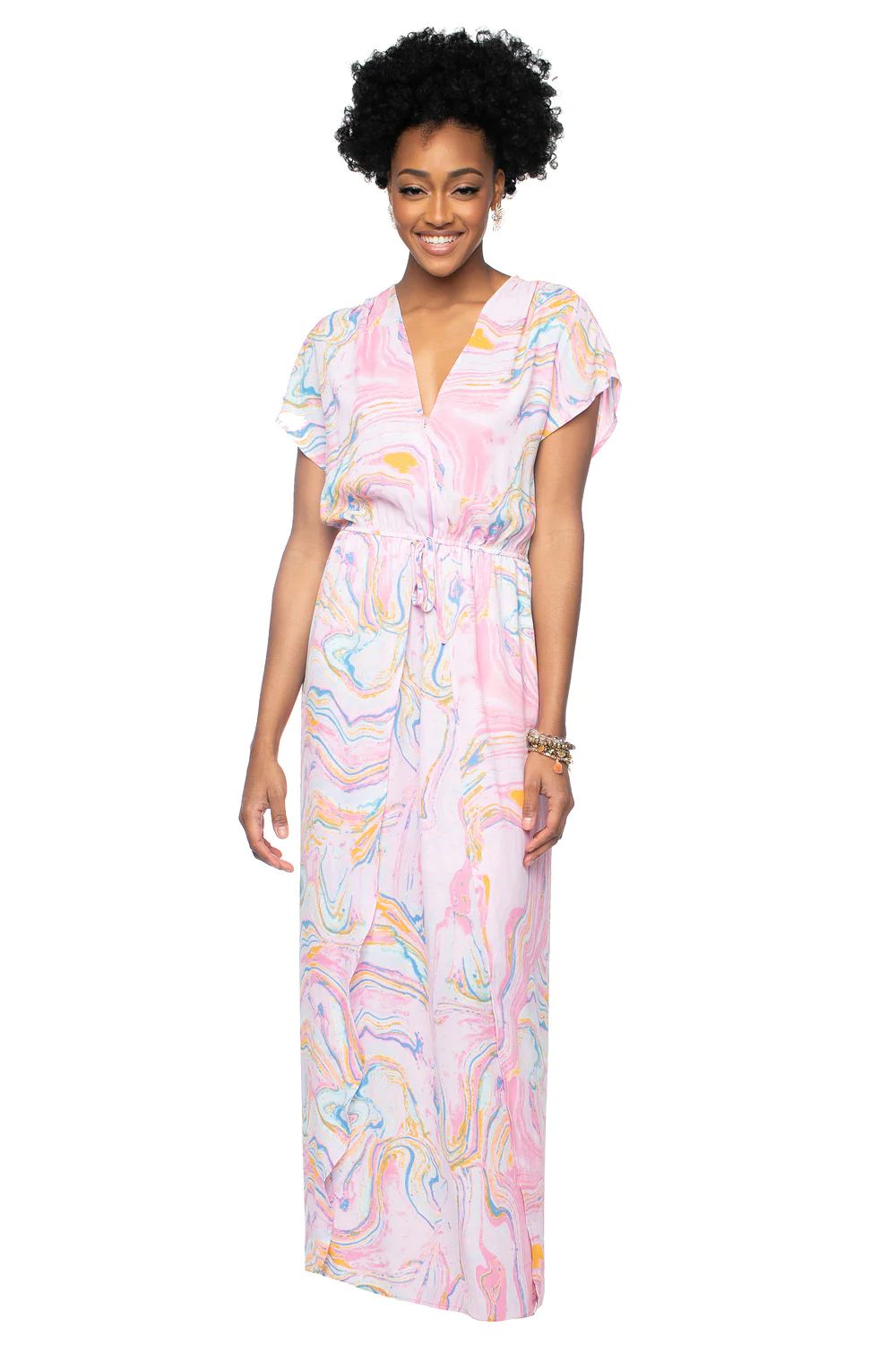 Natalie Short Sleeved Maxi Dress - Glass | BuddyLove