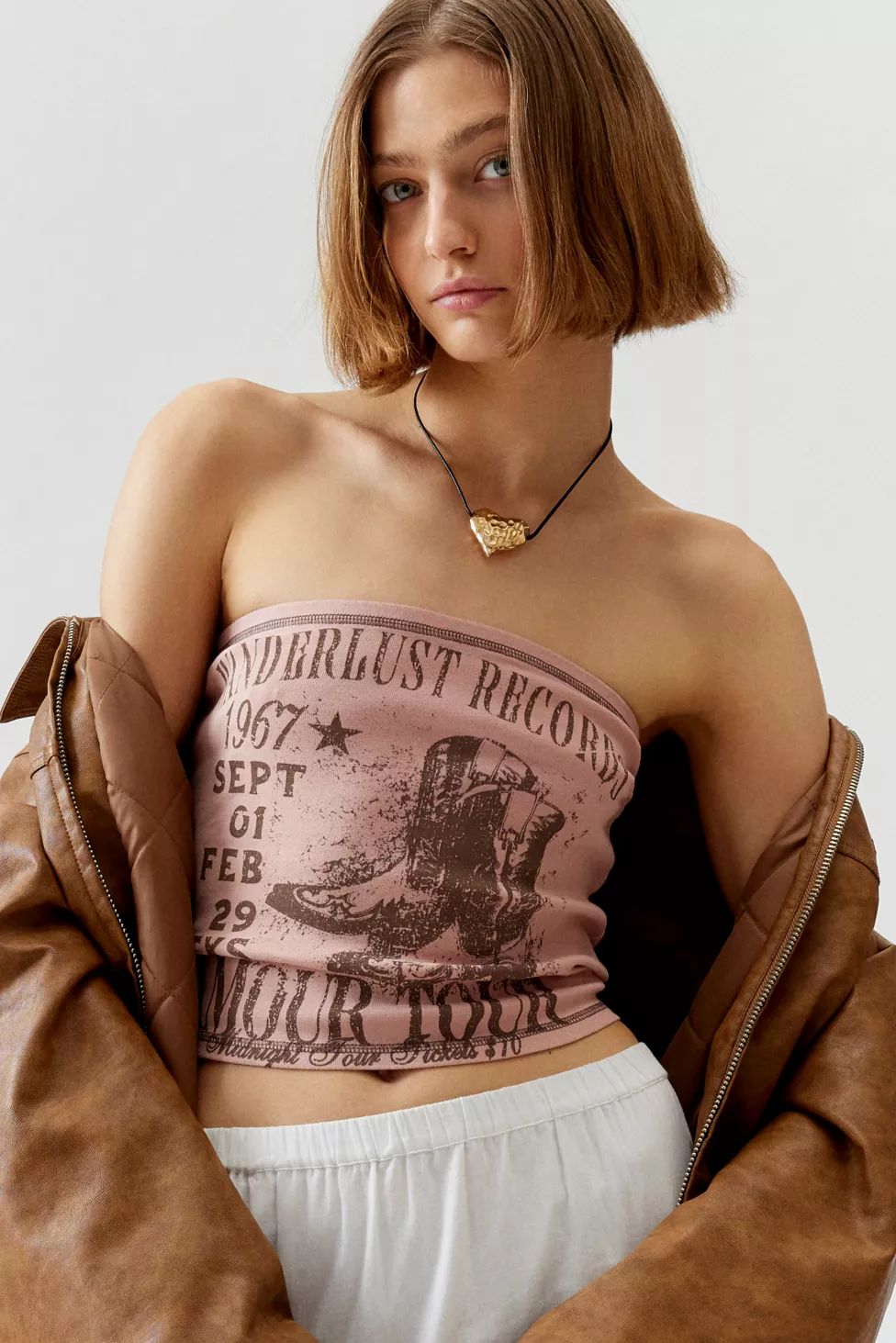 Wanderlust Records Cowboy Boots Tube Top | Urban Outfitters (US and RoW)