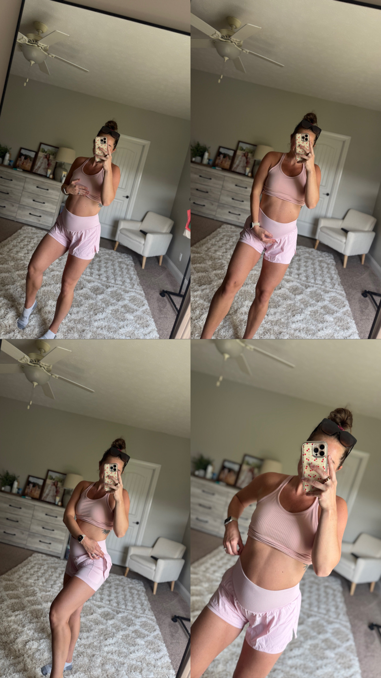 I got a white built in bra crop tank to match with it but not here yet!! I will link it but had to show these shorts bc I love for pregnancy. Mediums fit great for now but in third trimester I am def going to need larges!! 

 