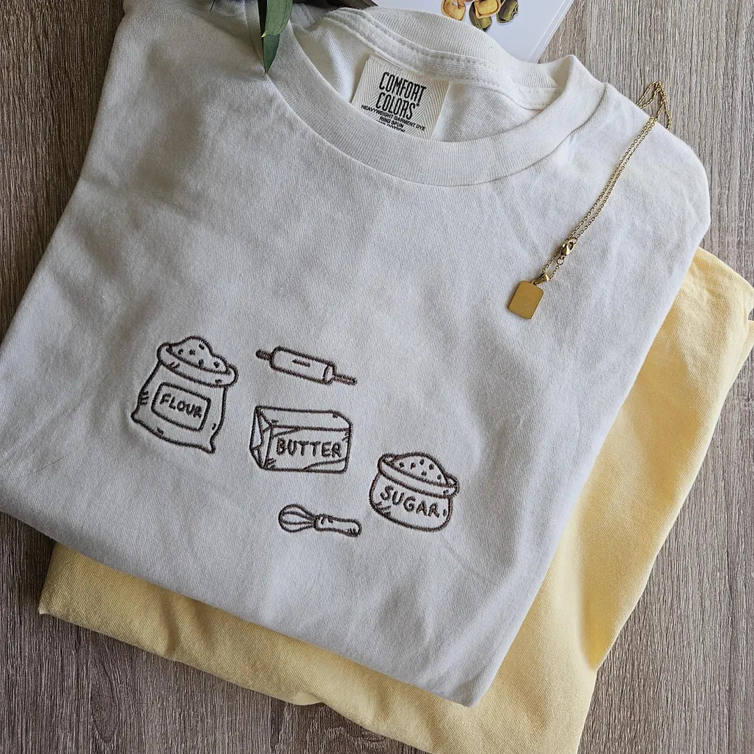 Butter Flour Sugar Embroidery Shirt, Baking Chef Shirt, Sweetooth Lovers Shirt, Salted Butter Shi... | Etsy (US)