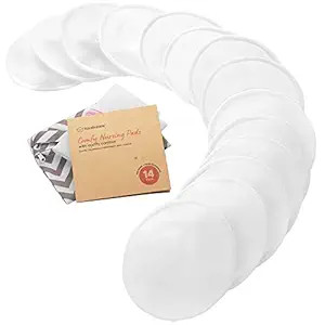 Organic Bamboo Nursing Pads - 14 Washable Breastfeeding Pads, Wash Bag, Reusable Breast Pads for ... | Amazon (US)