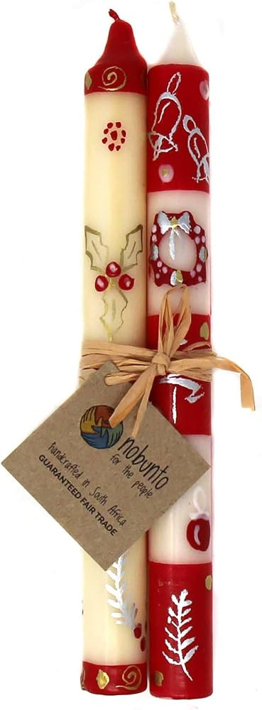Hand Painted Christmas Taper Candles, Pair- Kimeta Design | Amazon (US)