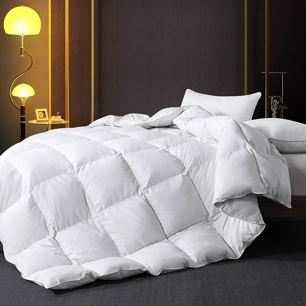 WhatsBedding Feather Comforter,Filled with Feather and Down, White Twin Size All Season Duvet Ins... | Amazon (US)