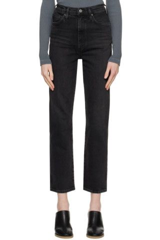 Black Pinch Waist Kick Flare Jeans | SSENSE