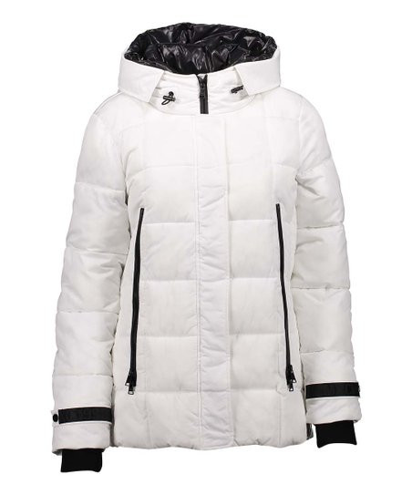 Steve Madden White Hooded Puffer Coat - Women & Plus | Zulily