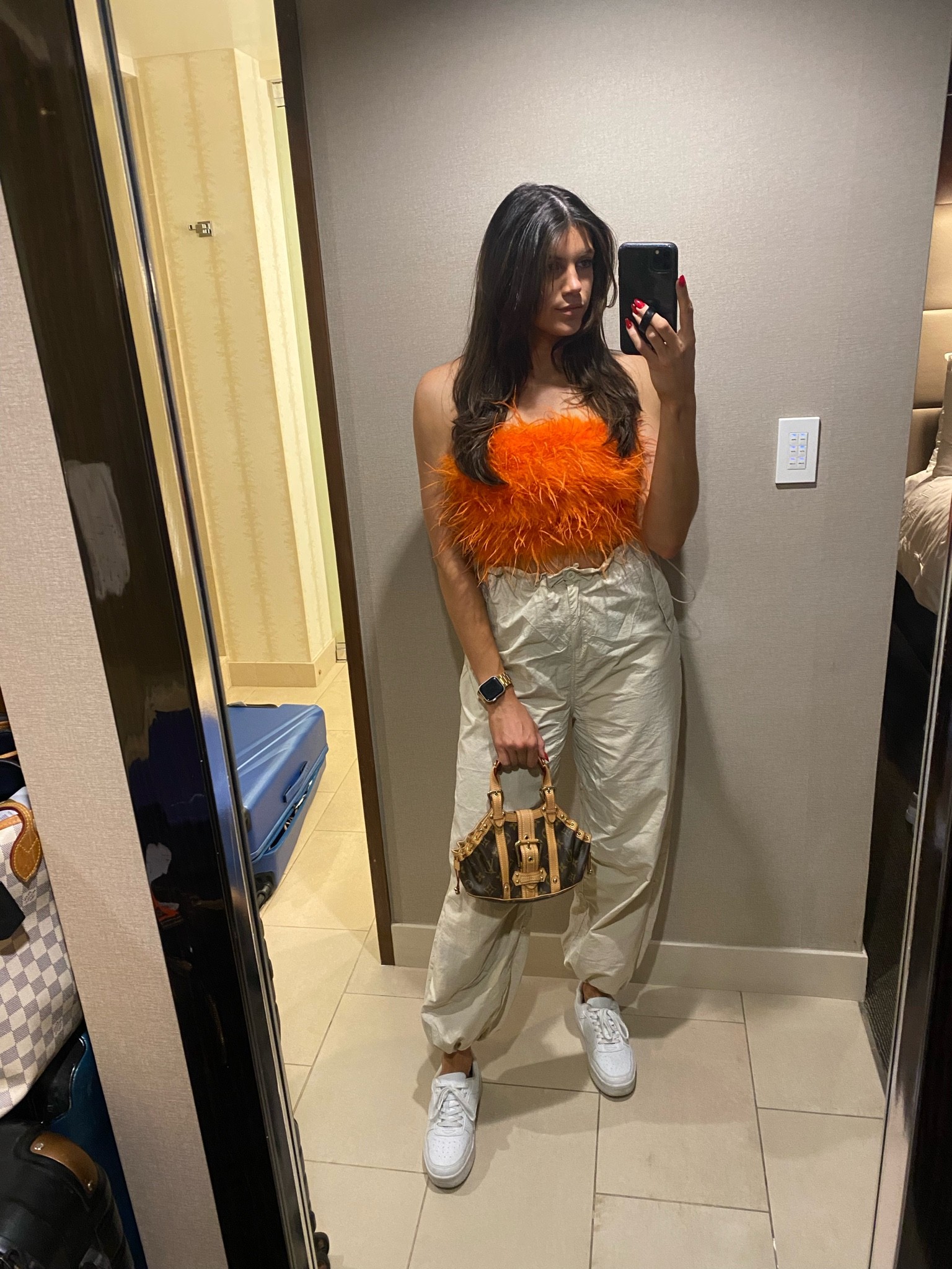 Parachute pants outfit 
Feather top
TTS


#LTKsalealert #LTKunder50 #LTKstyletip