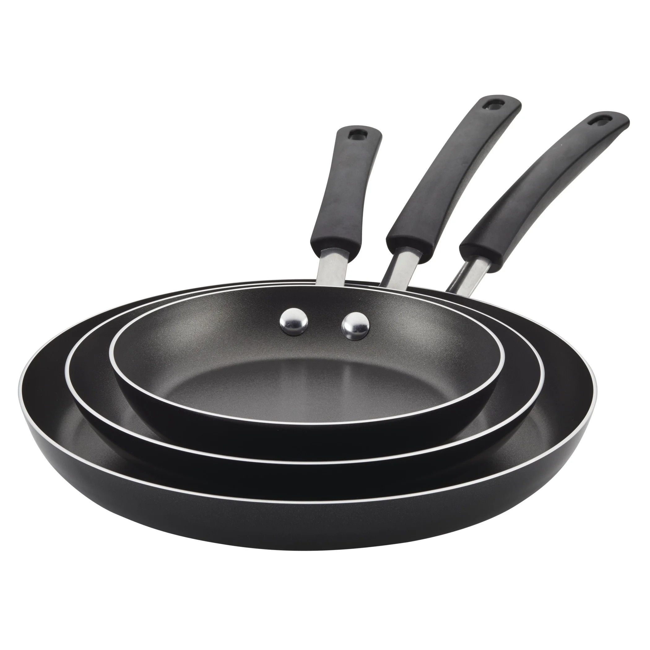 Farberware 3 Piece Easy Clean Aluminum Non-Stick Frying Pan, Fry Pan, Skillet Set, Black | Walmart (US)