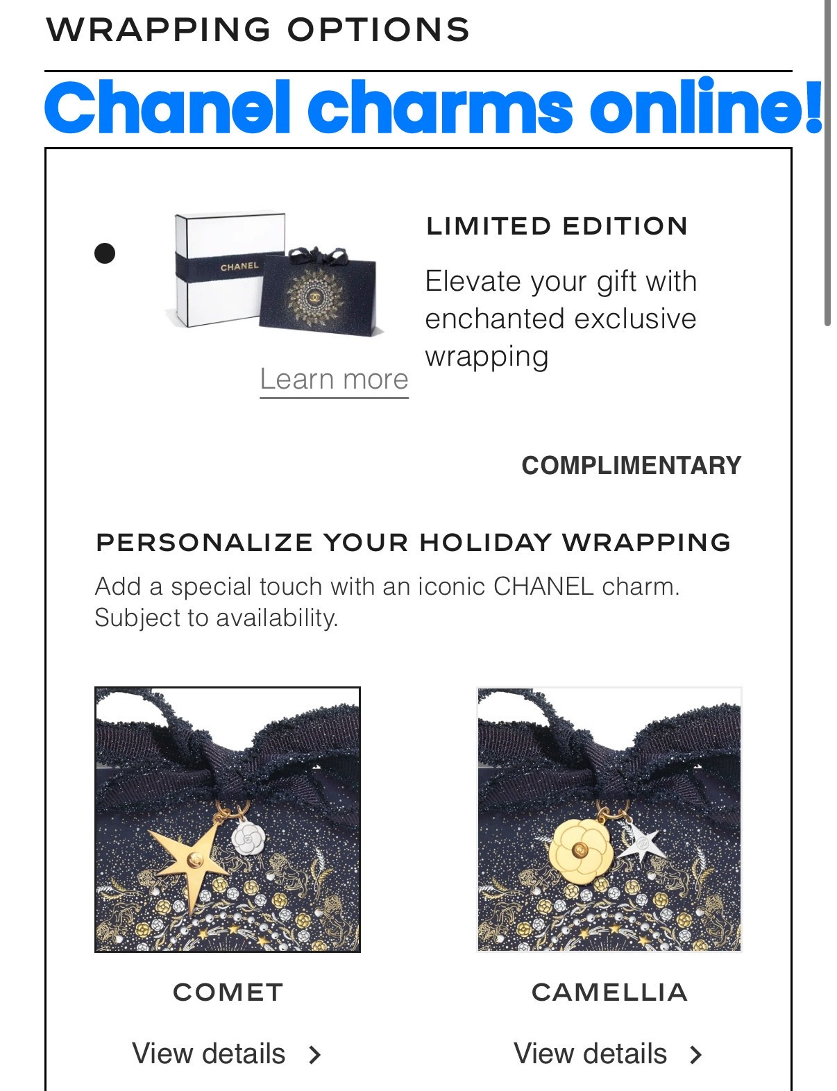 Chanel charms and holiday packaging available online NOW. Run! #chanel

#LTKSaleAlert #LTKBeauty #LTKFindsUnder50