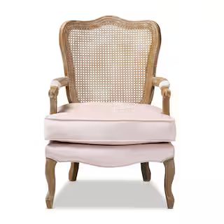 Vallea Light Pink and Oak Fabric Armchair | The Home Depot