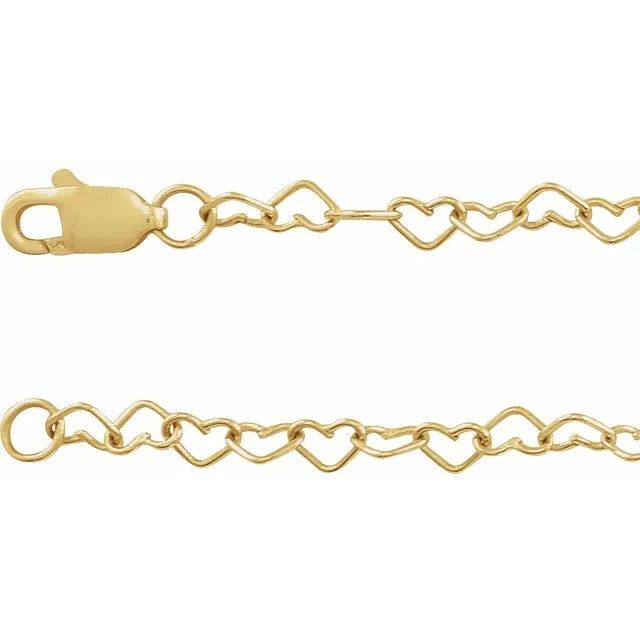 14kt Yellow Gold 3.2mm Heart Cable Charm Necklace Chain | Ritani