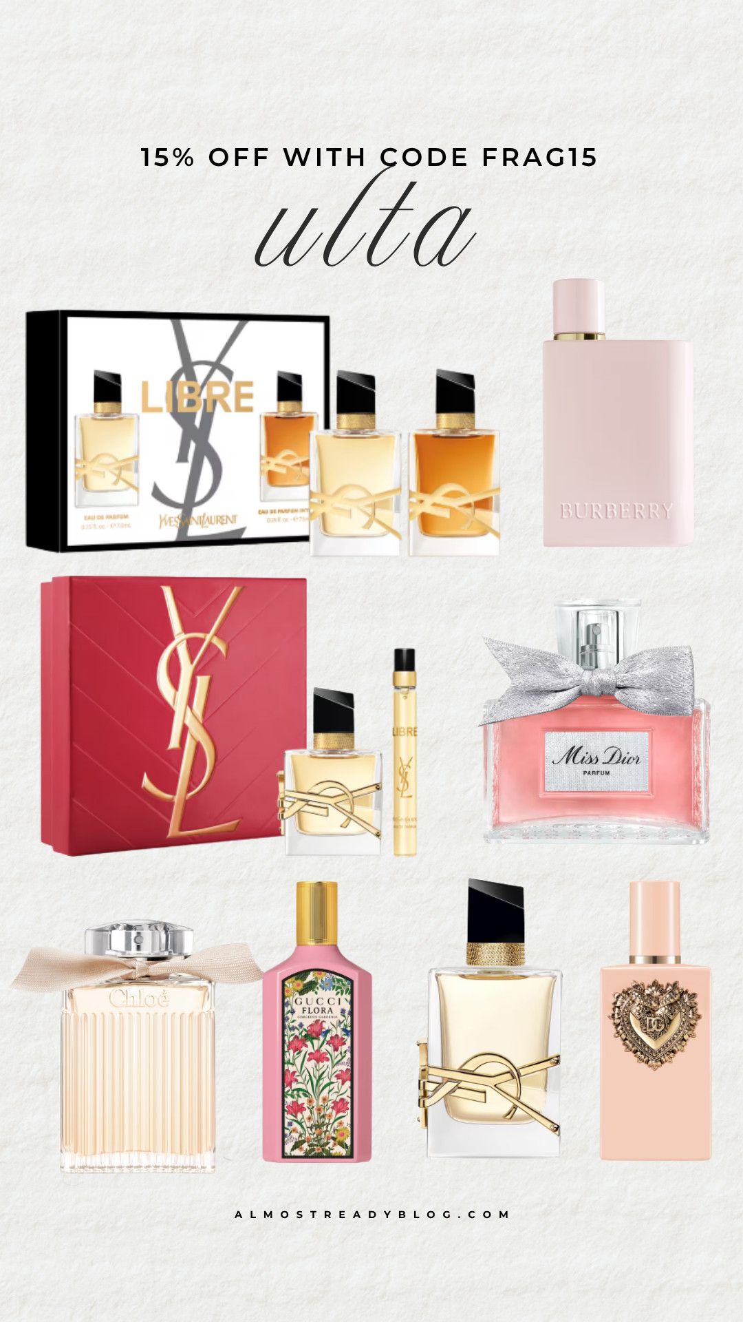 Ulta fragrance favorites featuring designer perfumes and gift sets, all 15% off with code FRAG15.
Ulta fragrance sale, designer perfume sale, perfume gift sets, women’s fragrance, luxury perfume, Y

#LTKSaleAlert #LTKBeauty