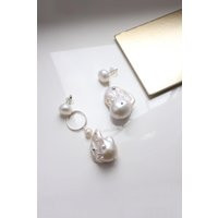 Mismatched Baroque Pearl Earrings, Unique Wedding Dainty Dangle Gift For Women, Silver Asymmetrical Earrings | Etsy (US)