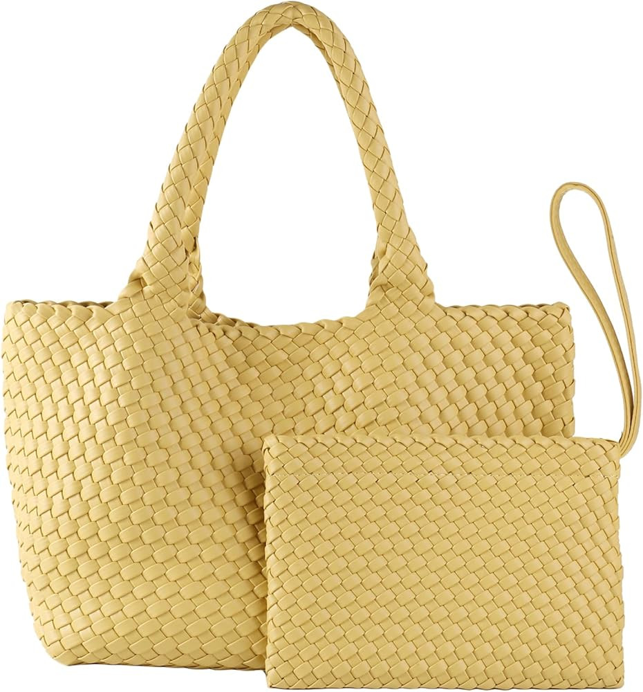 SporGenius Woven Tote Bag for Women, Vegan Leather Handwoven Bags with Small Purse, Large Braided... | Amazon (US)