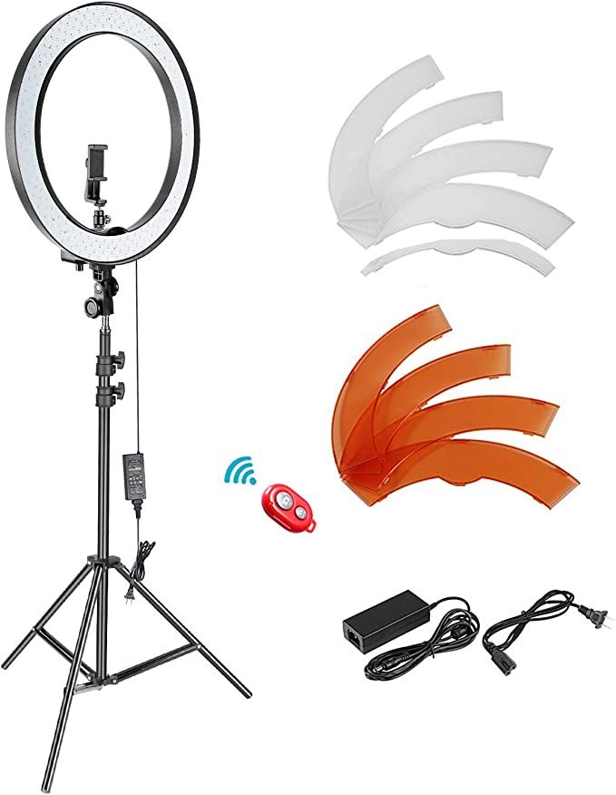 Neewer 18-inch SMD LED Ring Light Dimmable Lighting Kit with 78.7-inch Light Stand, Filter and Ho... | Amazon (US)