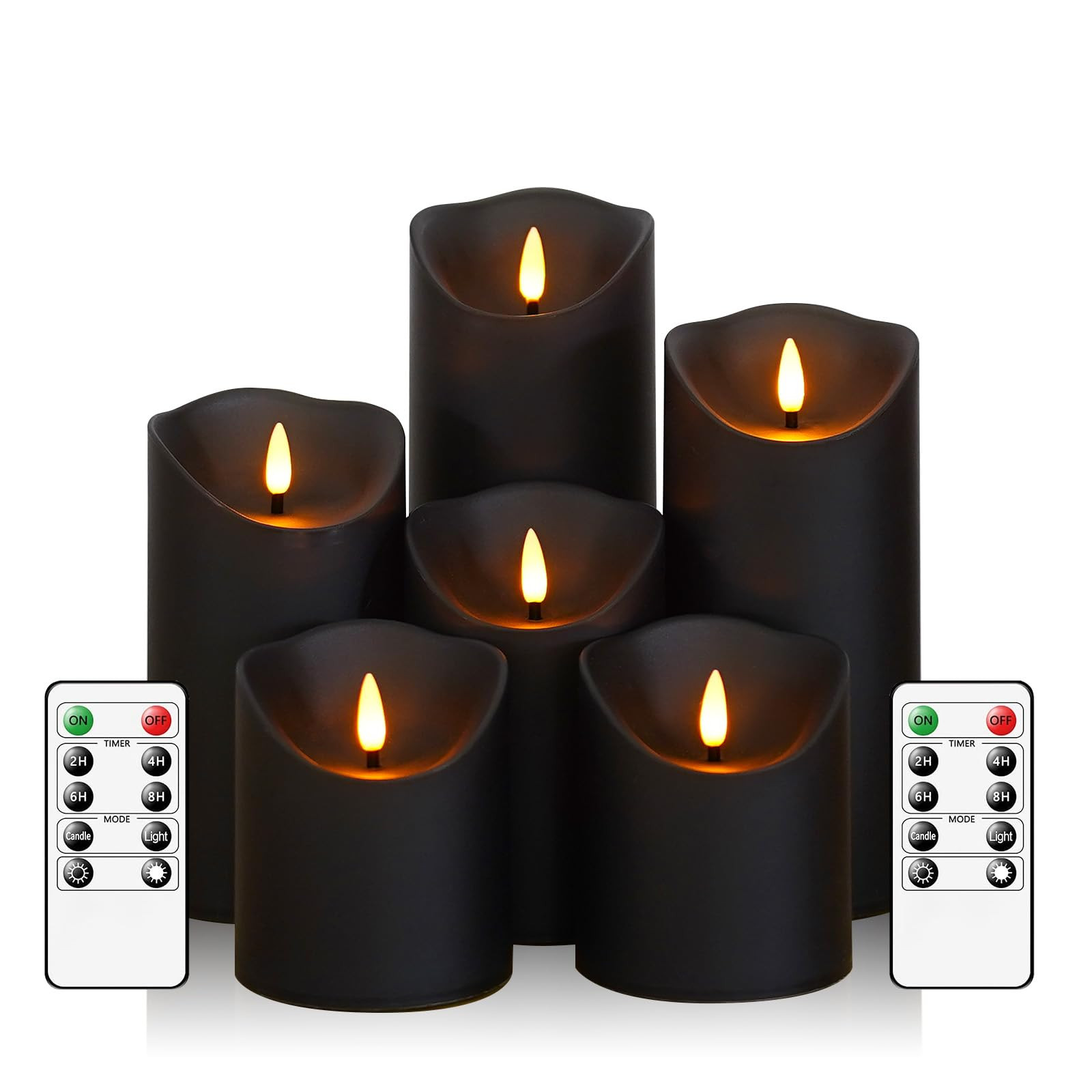 Fo32won Flameless Flickering Candles with Remote Timer, Set of 6 Led Black Battery Operated Candl... | Amazon (CA)