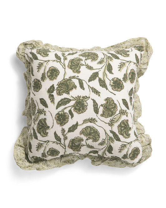 19x19 Paisley Ruffle Pillow | TJ Maxx