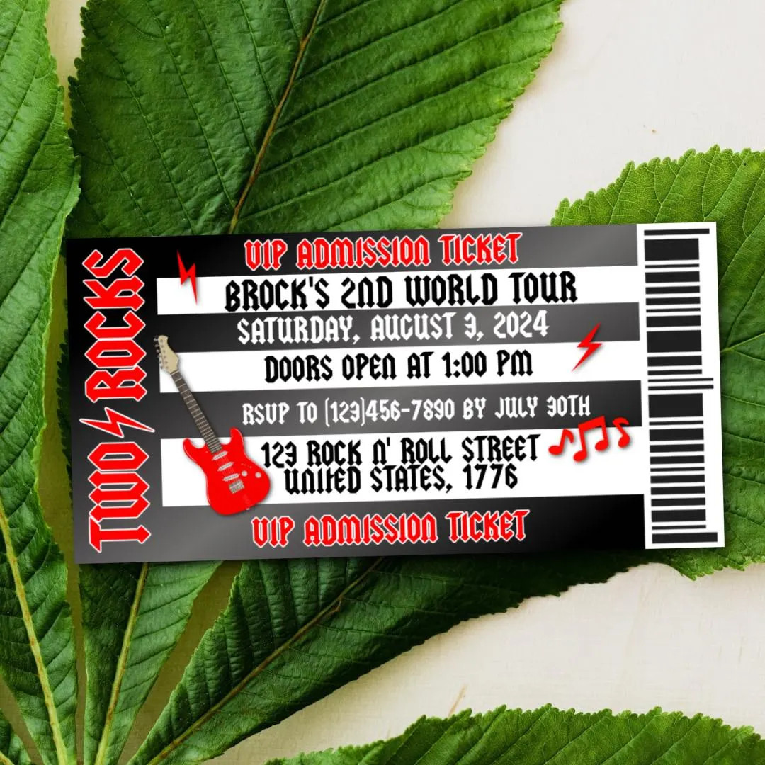 VIP Admission Party / Rock N Roll Birthday Party Invite Invitation / Digital Download / Print at ... | Etsy (US)