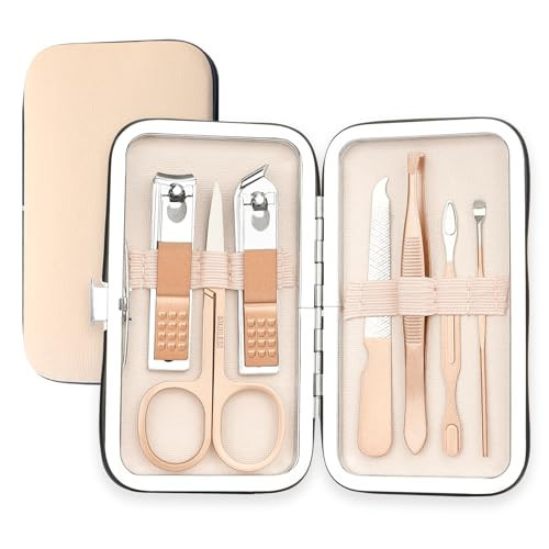 Manicure Set, Nail Clipper Kit, Nail Clipper Set, Nail Care Kit, 8 In 1 Professional Manicure Kit Personal Care, Stainless Steel Facial Pedicure Care Tools, Grooming Kit for Women Men Rose Gold | Amazon (US)