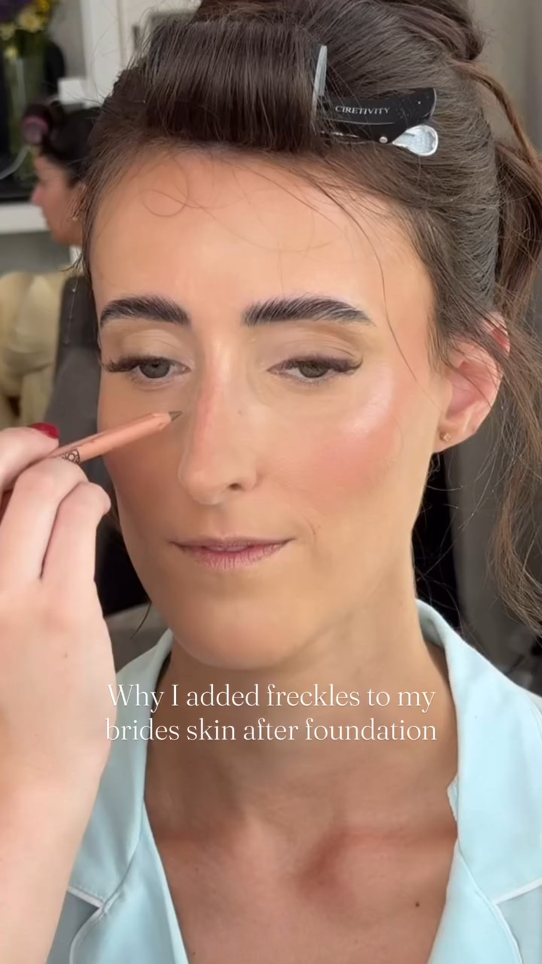 Sydnie wanted coverage but still wanted her features to shine through, I used @makeupforever in #endlesscacao to make sure her freckles were highlighted in a natural way 🫶🏻 #bridalmakeup #makeupartist #destinationwedding #bride #wedding #calgary