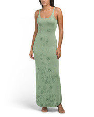Sleeveless Lurex Maxi Dress With Flowers And Leaf Embellishment | Marshalls