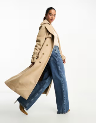 Bardot - Trench-coat oversize à chevrons - Beige | ASOS (Global)