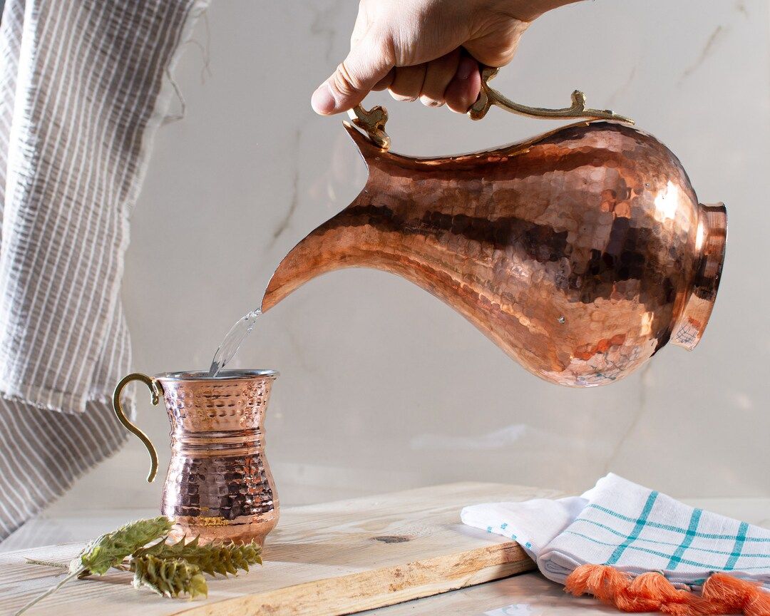 Copper Pitcher | Handcrafted Copper Jug | Pure Copper Water Jug | Decor Vase | Copper Decanter | ... | Etsy (US)
