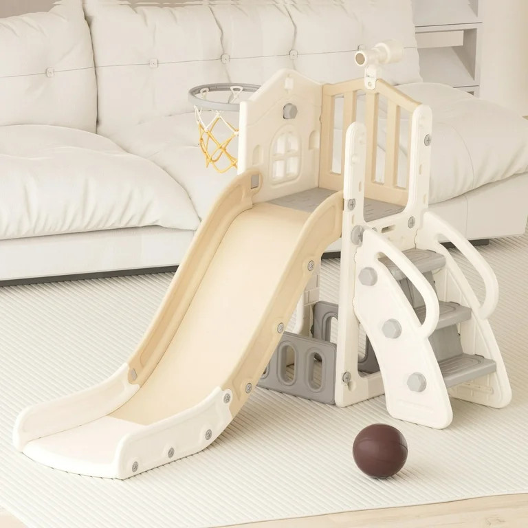 XJD 5 in 1 Toddler Slide, Kids Climber Slide with Basketball Hoop and Ball, Indoor Outdoor Playse... | Walmart (US)